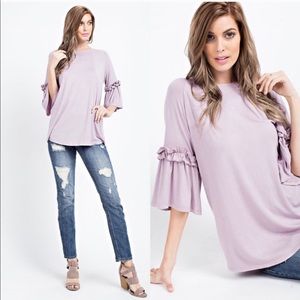 Bamboo Ruffle Sleeve Top (NWT)